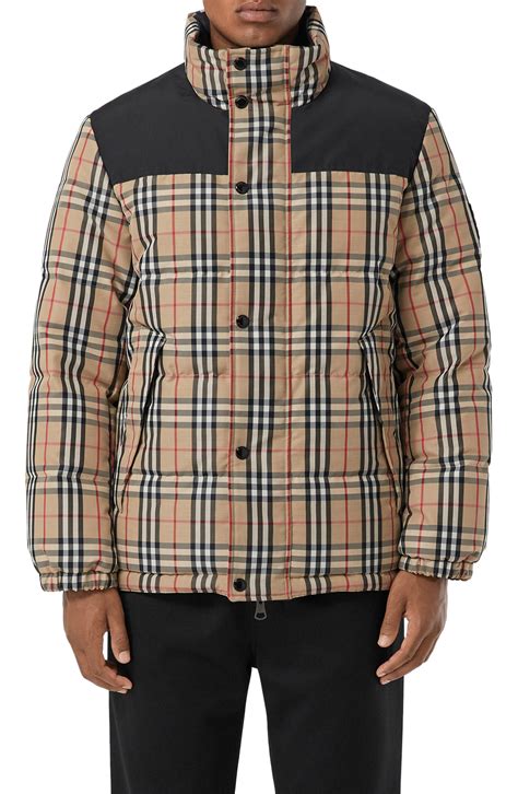 burberry vintage check down-filled hooded puffer jacket|burberry lockwell puffer jacket.